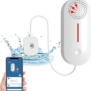 eMylo Water Sensor,Water Detector Alarm Leak Detector,Flood Sensor WiFi Water Leak Detector for Home with 100dB Adjustable Alarm and App Alerts,Compatible with Tuya/Smart Life