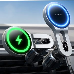 LISEN for 15W MagSafe Car Mount Charger, iPhone Wireless Car Charger Ultra Magnetic 2024 New Car Phone Holder Mount, Long Arm Car Phone Mount Charger Vent Fit iPhone 15 Pro Max 14 13 12 MagSafe Case