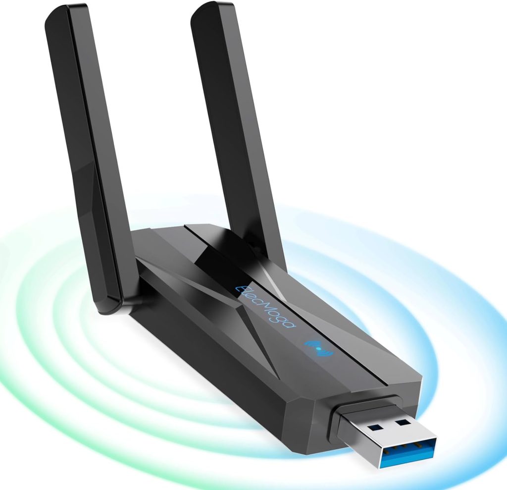 USB WiFi Adapter for Desktop PC, ElecMoga AC 1300Mbps Dual-Band 5G/2.4G USB 3.0 WiFi 5 Network Transceiver Wireless Dongle for PC Laptop Supports Windows 11/10/8.1/8/7/XP/Vista/Mac OS 10.9~10.15
