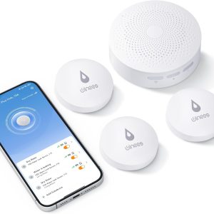 Winees WiFi Water Leak Detector, 3 Pack Water Sensors with 100dB Adjustable Alarm, Leak Alert Email&SMS Notification, 100M Transmission for Basement, Bathroom, Laundry, IFTTT, S1 Plus, 2.4G WiFi Only