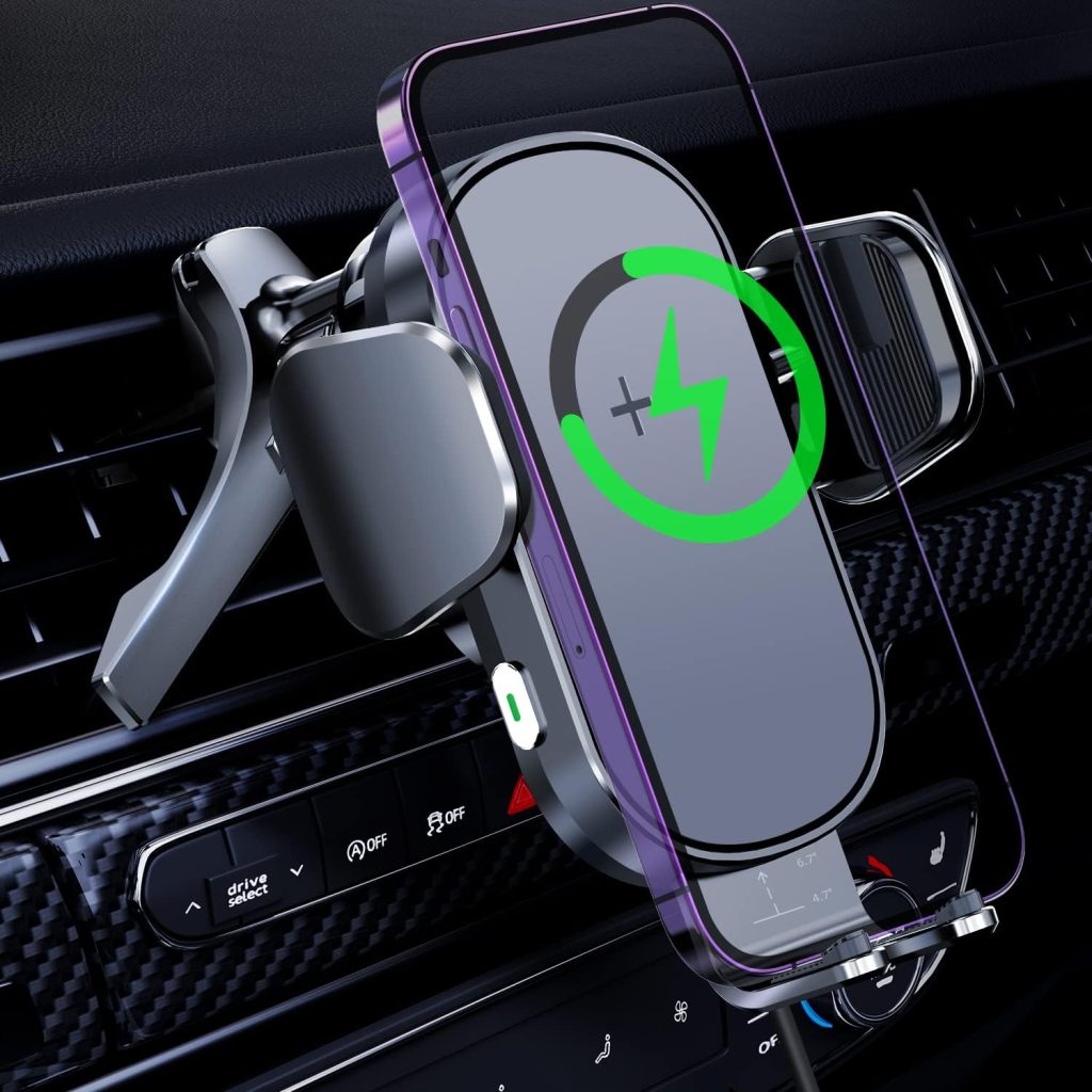 Wireless Car Charger, Lekente 15W Qi Fast Charging Car Phone Mount | Auto-Clamping Air Vent Car Cell Phone Holder for iPhone 15/14 /13/12 /11 /X/XR/XS /8 Pro Max Mini Plus Samsung Galaxy Series