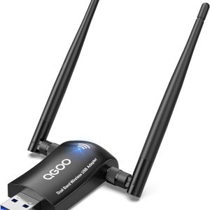 Wireless WiFi Adapter for Desktop PC - QGOO AC1300Mbps USB 3.0 Network Dongle with 5dBi High Gain Dual Antennas, Dual Band 2.4G/400Mbps 5G/867Mbps for Laptop Computer Compatible Windows11/10/8/7